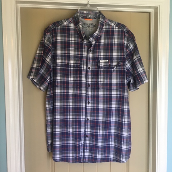 Men’s Field and Stream Plaid Button Down Shirt, Short Sleeve, size XL, Blue - Picture 1 of 6
